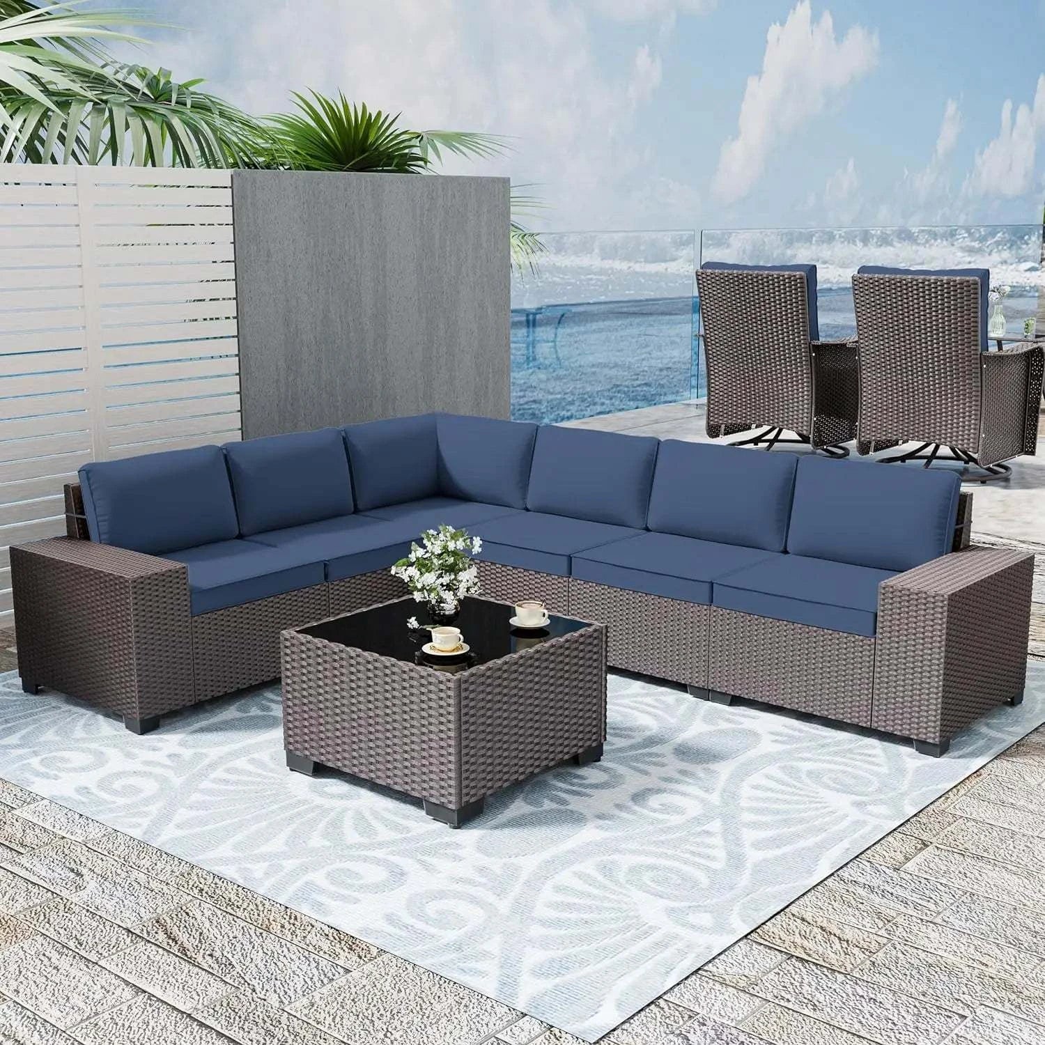 7-Piece Patio Sofa Set | Wicker Sectional with Glass Table 🌞Upgrade your outdoor living space with this beautiful 7-Piece Patio Sofa Set. Featuring a comfortable wicker sectional and a stylish glass table, this set is perfectShop All I WantShop All I Want7-Piece Patio Sofa Set
