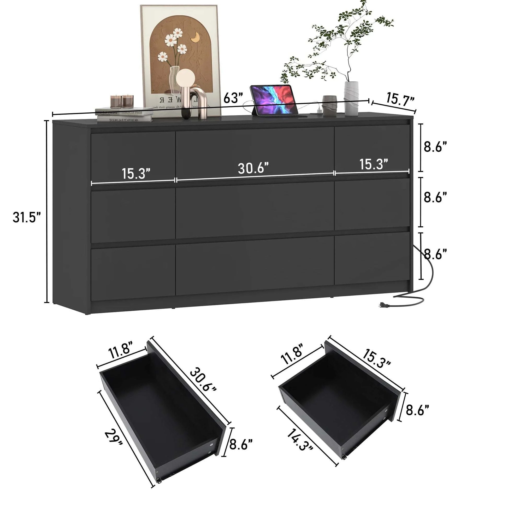 9-Drawer Dresser with Charging Station & Modern Design ⚡Keep your essentials organized in style with this 9-Drawer Dresser, featuring a built-in charging station for your devices. The modern design blends seamlessly into Shop All I WantShop All I Want9-Drawer Dresser