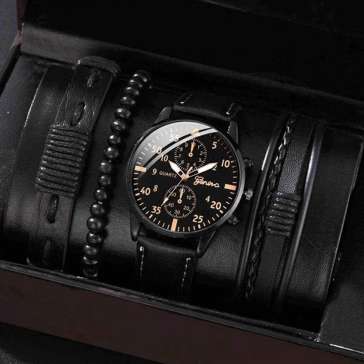 Men's Sports Watches Set | Luxury Quartz Wristwatch with Leather BraceElevate your style with this men's sports watches set, featuring a luxurious quartz wristwatch and a brown leather bracelet. This casual clock watch is perfect for bShop All I WantShop All I WantSports Watches Set