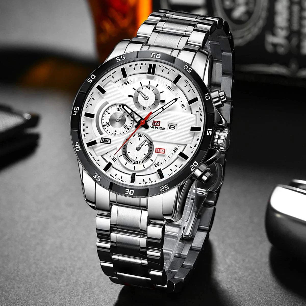 Men’s Sports Style Watch – 46mm Large Leather Racing Quartz Watch withThe Men’s Sports Style Watch is designed for the modern man who values both performance and style. This 46mm large watch features a striking black and rose gold coloShop All I WantShop All I WantSports Style Watch – 46mm Large Leather Racing Quartz Watch