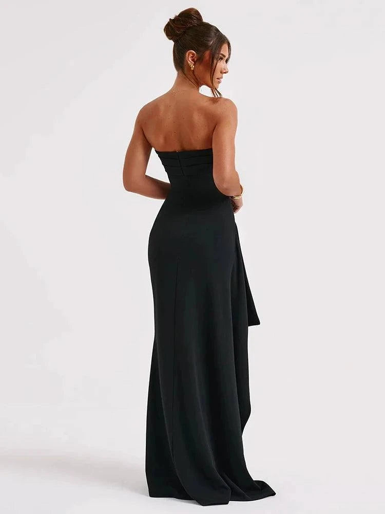 Strapless High Split Maxi DressTurn heads with the Backless Strapless Sheath Dress. This stunning piece combines a chic strapless neckline with a daring backless design, making it perfect for any SHOP ALL I WANTShop All I WantStrapless High Split Maxi Dress