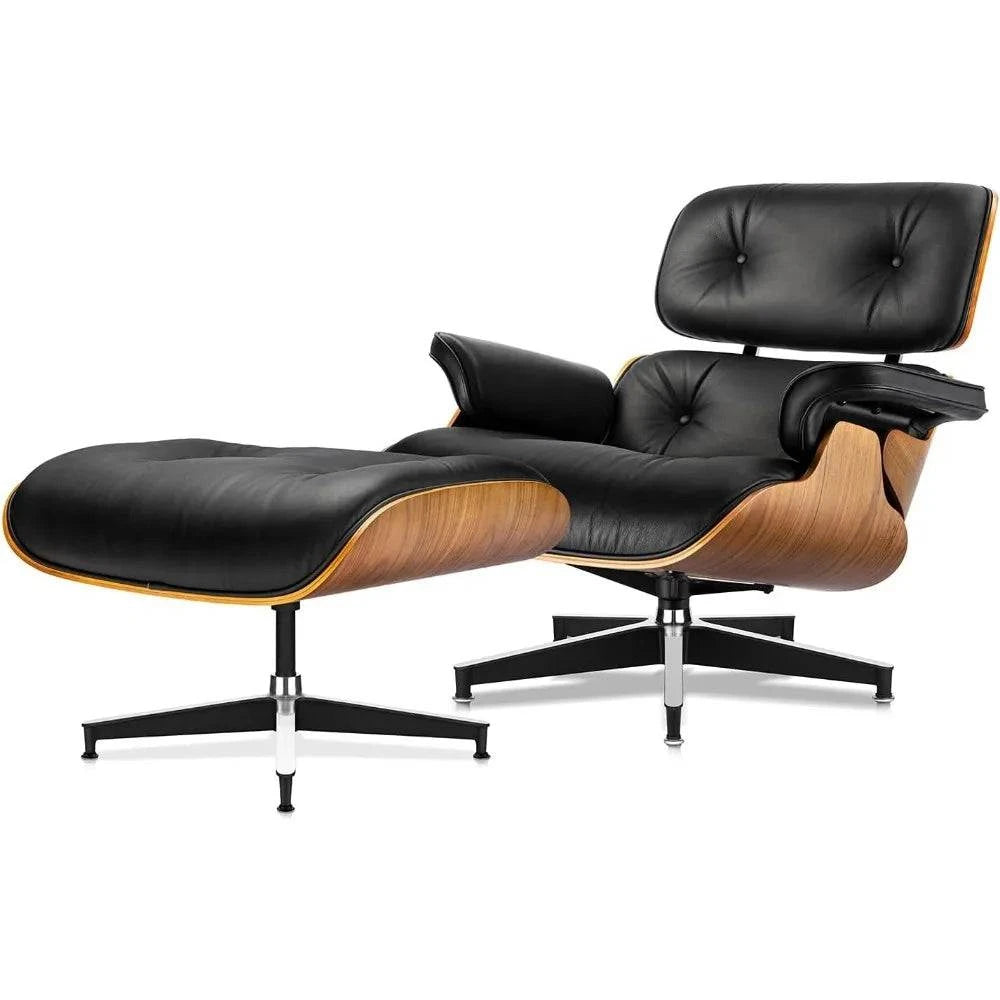 Black Leather Chaise Lounge Chair & Ottoman - Mid Century Modern DesigSPECIFICATIONSBrand Name: MKDKInstallation Method: self-containedOrigin: US(Origin)Hign-concerned Chemical: NoneType: Living Room FurnitureSpecific Use: Chaise LoungShop All I WantShop All I WantBlack Leather