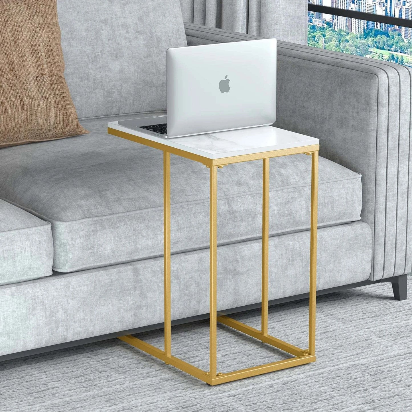 C-Shaped Side Table 🖥️Upgrade your living room or bedroom with this stylish C-Shaped Side Table. Crafted from durable sintered stone and metal iron, it features a sleek gold and white finShop All I WantShop All I Want-Shaped Side Table 🖥️