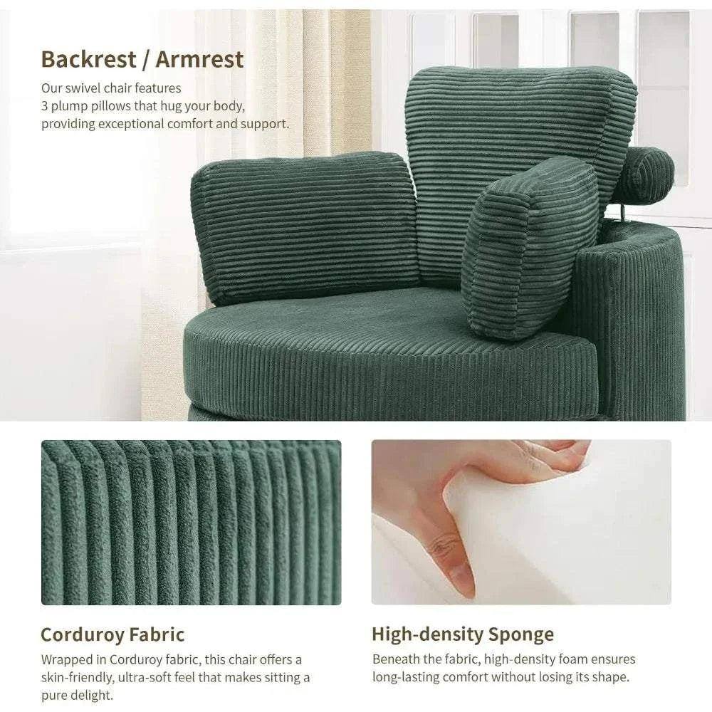Cozy Round Reading Swivel Accent Chair โ With Ottoman & Pillow ๐๏ธElevate your living space with the Cozy Round Reading Swivel Accent Chair โ With Ottoman & Pillow ๐๏ธ Designed for both comfort and style, this chair features a Shop All I WantShop All I WantCorduroy Swivel Accent Chair โ