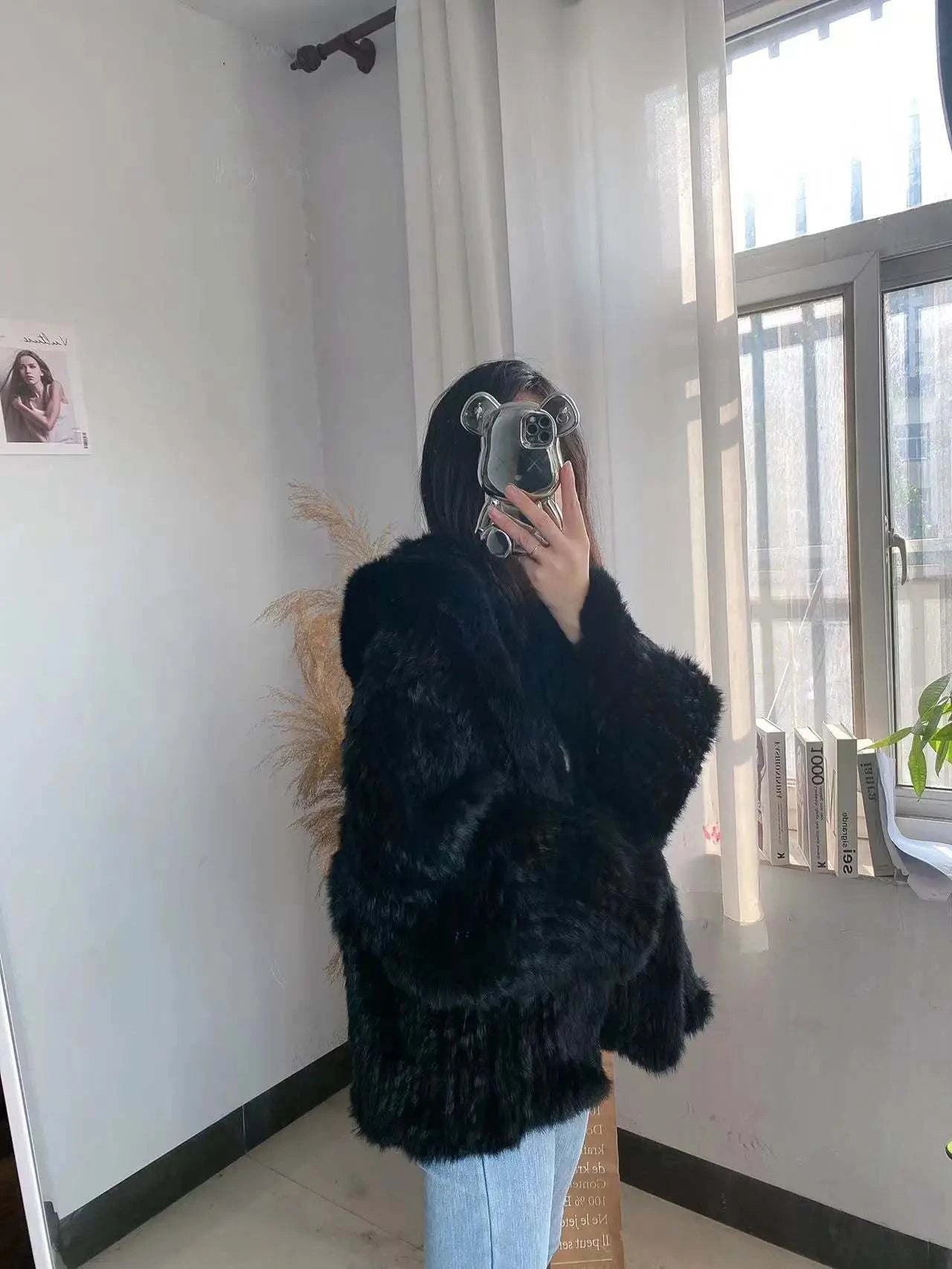 Real Rabbit Fur Coat -Miami stylish warmth 🌴Embrace winter in style with the AnnSirGra Real Rabbit Fur Coat. Featuring 100% genuine rabbit fur with a chic flare sleeve and hood, this coat combines warmth with SHOP ALL I WANTShop All I WantReal Rabbit Fur Coat