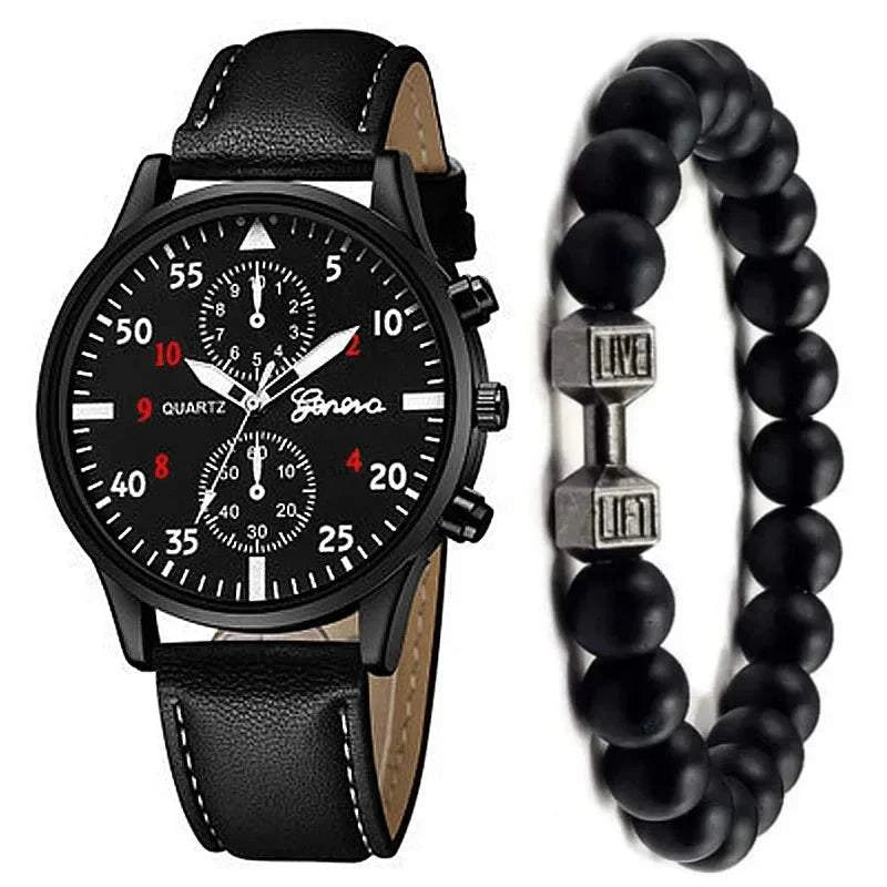 Men's Sports Watches Set | Luxury Quartz Wristwatch with Leather BraceElevate your style with this men's sports watches set, featuring a luxurious quartz wristwatch and a brown leather bracelet. This casual clock watch is perfect for bShop All I WantShop All I WantSports Watches Set