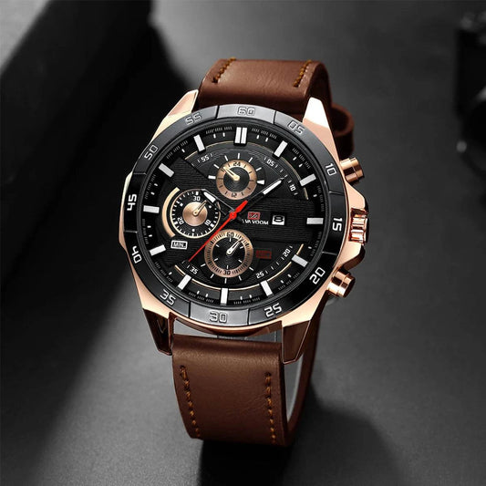 Men’s Sports Style Watch – 46mm Large Leather Racing Quartz Watch withThe Men’s Sports Style Watch is designed for the modern man who values both performance and style. This 46mm large watch features a striking black and rose gold coloShop All I WantShop All I WantSports Style Watch – 46mm Large Leather Racing Quartz Watch