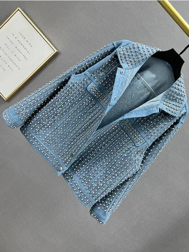 Patchwork Rivet Denim Jacket: Trendy Streetwear for Women! ✨This fashionable outerwear features a unique patchwork design adorned with stylish rivets, making it a standout piece for any casual outfit. With a classic lapel andShop All I WantShop All I WantPatchwork Rivet