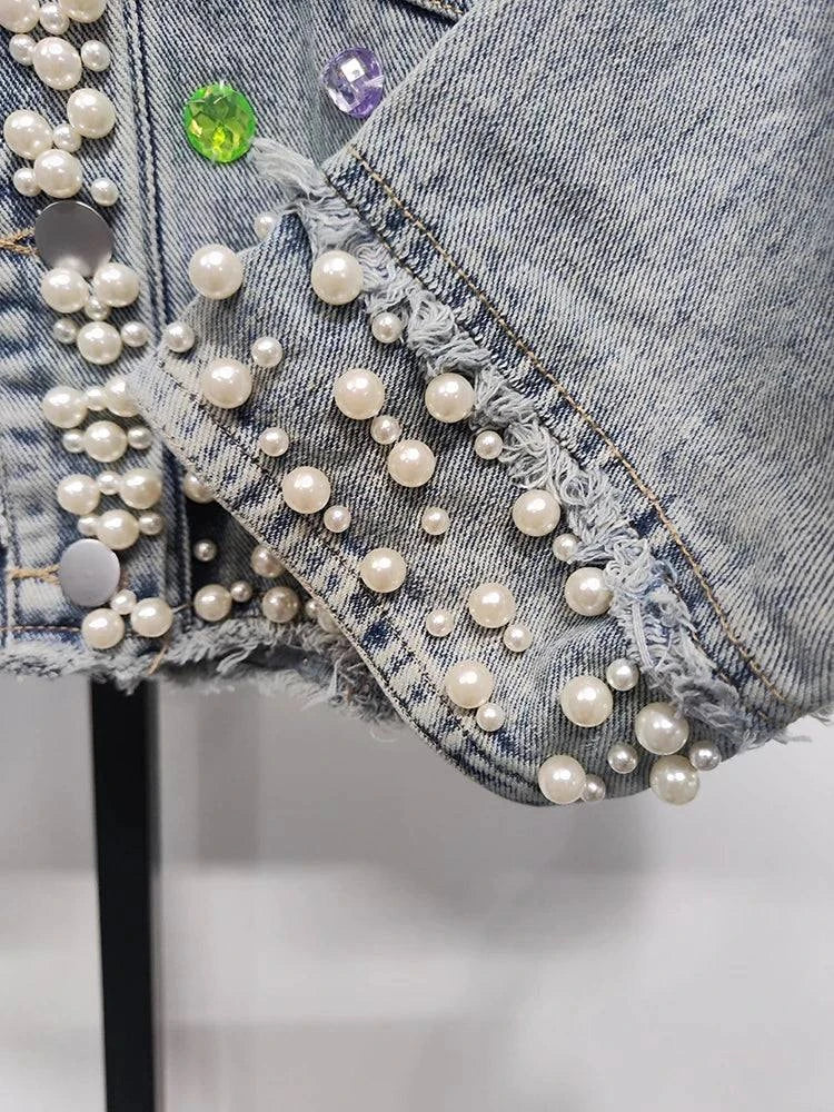 Women's Denim Coat Full Pearls & Beaded Crystal Long Sleeve Jacket 💎Shine in style with our women's denim coat adorned with stunning pearls and intricate beaded crystal embellishments. This long-sleeve jacket blends classic denim witShop All I WantShop All I WantDenim Coat Full Pearls & Beaded Crystal Long Sleeve Jacket 💎