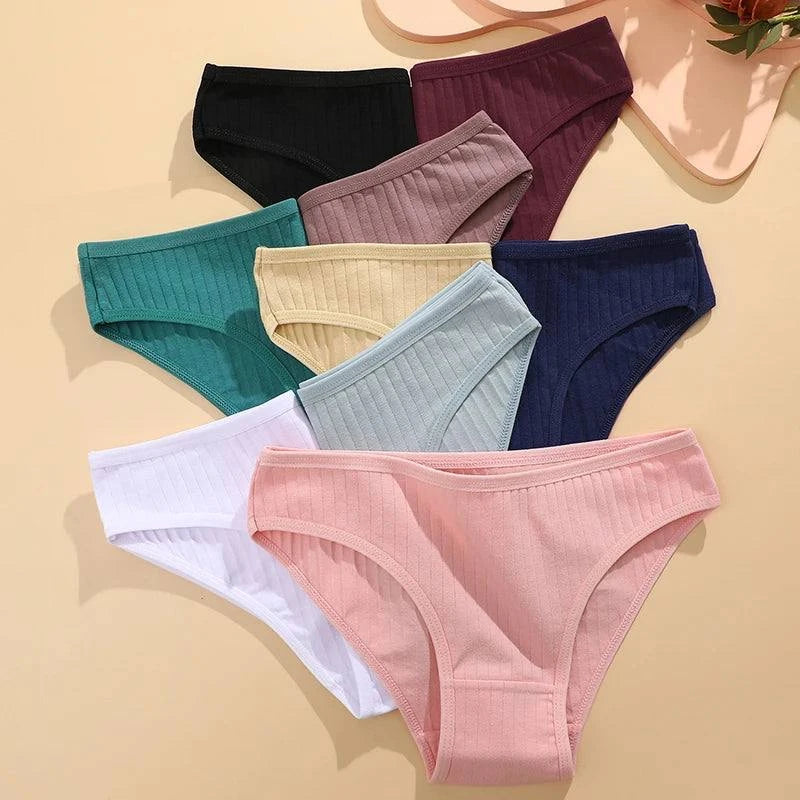 4PCS Cotton Panties Set | Sexy Low Rise Ribbed Underwear for Women 🌸Refresh your lingerie drawer with this 4PCS/set of cotton panties for women. These sexy low rise briefs feature a ribbed design, offering both style and comfort. MadShop All I WantShop All I WantSexy Low Rise Ribbed Underwear