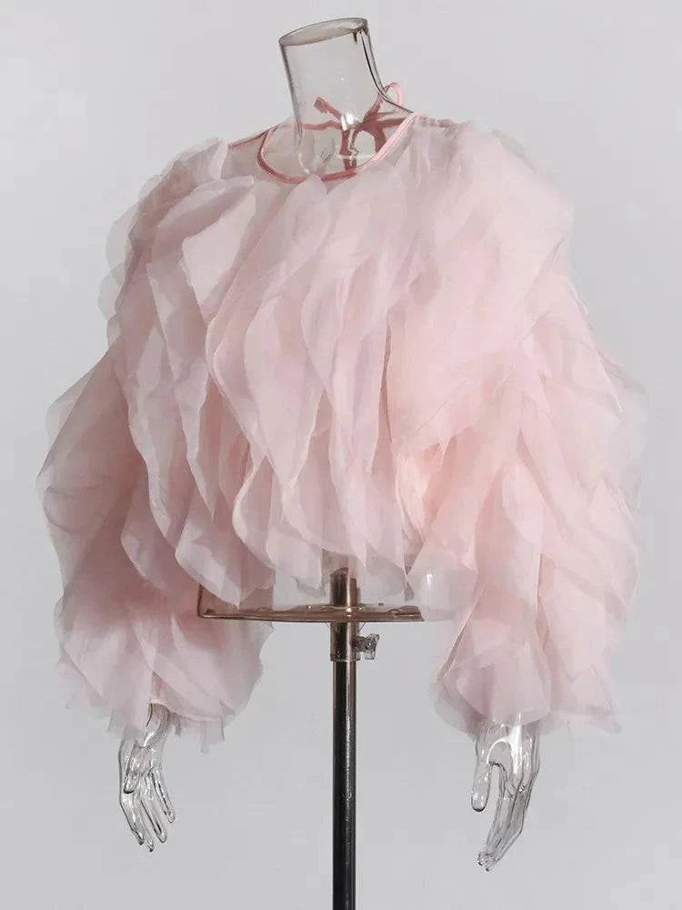 Ruffled Lantern Sleeve Blouse -Venice: Summer chic 🏖️Step into summer elegance with this Ruffled Lantern Sleeve Blouse. Perfect for a sunny Venice day, it features a lightweight chiffon fabric with a stylish patchwork SHOP ALL I WANTShop All I WantRuffled Lantern Sleeve Blouse