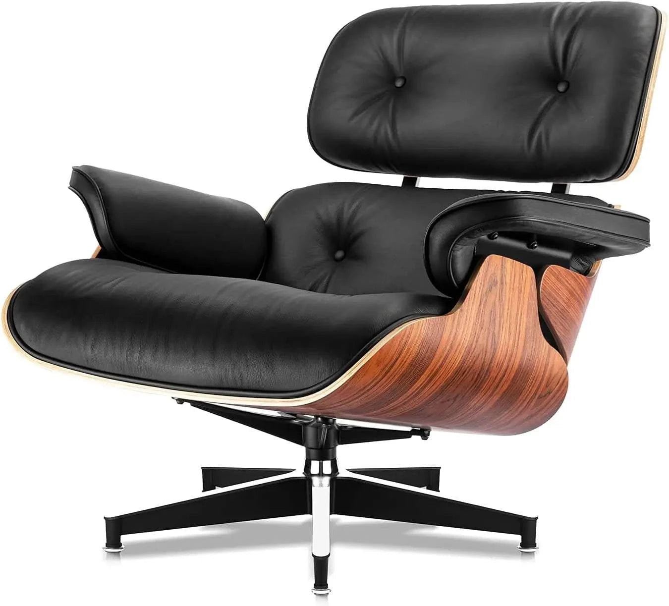 Black Leather Chaise Lounge Chair & Ottoman - Mid Century Modern DesigSPECIFICATIONSBrand Name: MKDKInstallation Method: self-containedOrigin: US(Origin)Hign-concerned Chemical: NoneType: Living Room FurnitureSpecific Use: Chaise LoungShop All I WantShop All I WantBlack Leather