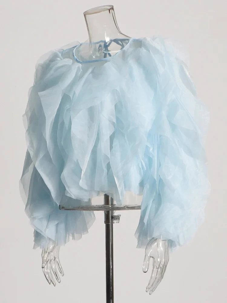 Ruffled Lantern Sleeve Blouse -Venice: Summer chic 🏖️Step into summer elegance with this Ruffled Lantern Sleeve Blouse. Perfect for a sunny Venice day, it features a lightweight chiffon fabric with a stylish patchwork SHOP ALL I WANTShop All I WantRuffled Lantern Sleeve Blouse