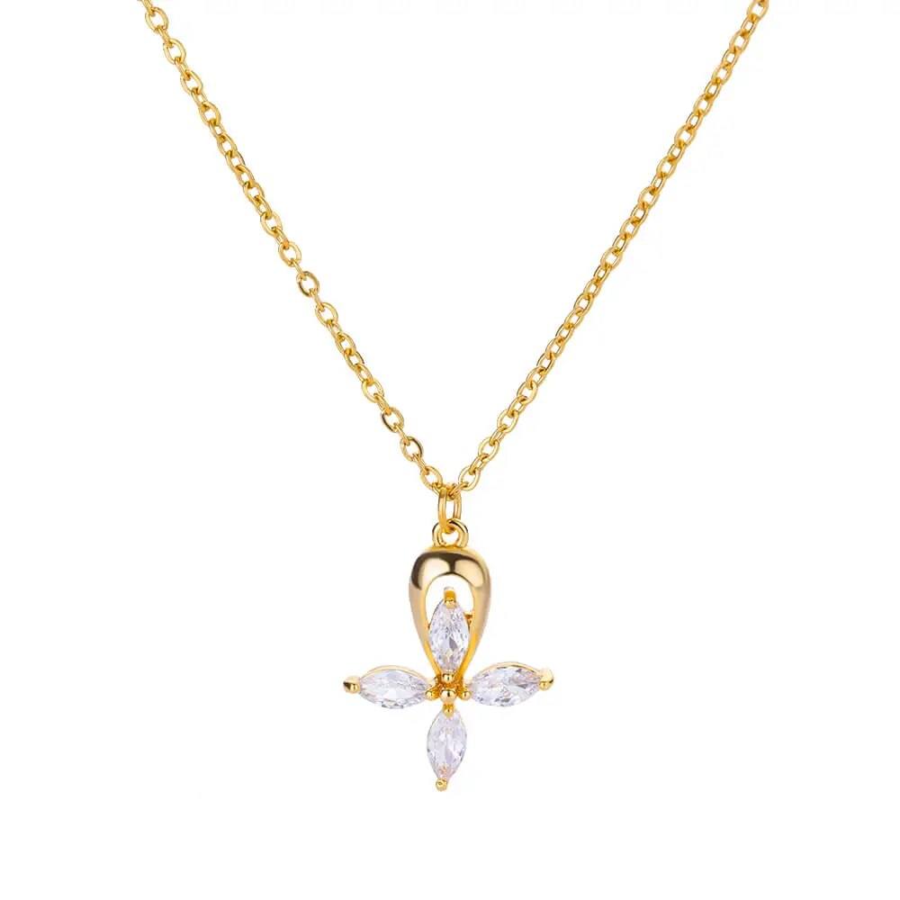Gold-Plated Zircon Cross Necklace ๐โ๏ธSHOP ALL I WANTShop All I WantGold-Plated Zircon Cross Necklace