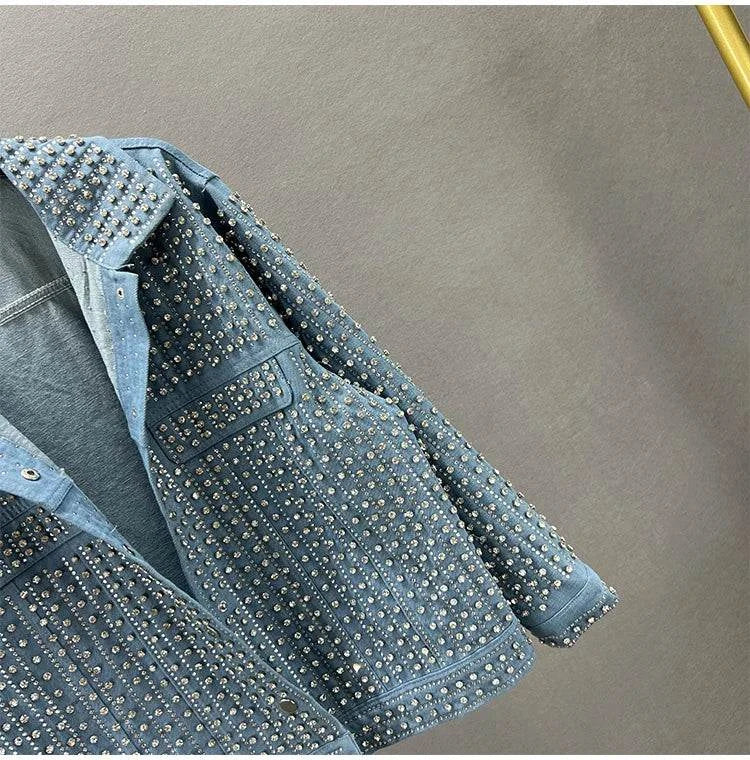 Patchwork Rivet Denim Jacket: Trendy Streetwear for Women! ✨This fashionable outerwear features a unique patchwork design adorned with stylish rivets, making it a standout piece for any casual outfit. With a classic lapel andShop All I WantShop All I WantPatchwork Rivet