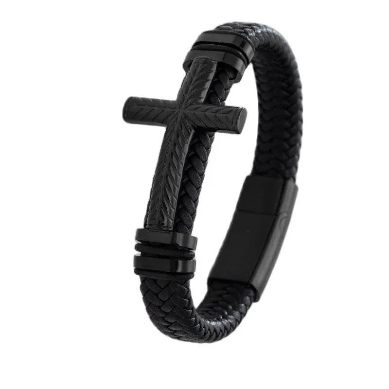 Classic Cross Leather Bracelet for MenIntroducing our Classic Cross Leather Bracelet for Men – where timeless design meets masculine elegance for a statement accessory.
🛡️ Symbolic Cross Design: The braSHOP ALL I WANTShop All I WantClassic Cross Leather Bracelet