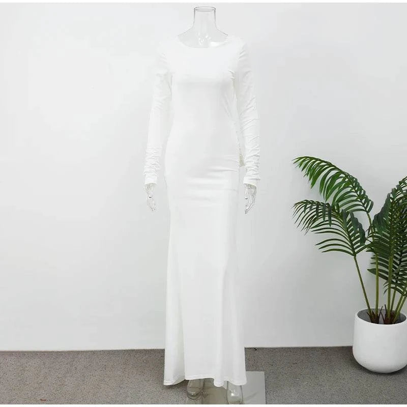 Chic Backless White Slim Fit Dress for Women - Elegant Pleated EveningMake a statement in this Chic Backless White Slim Fit Dress, the perfect choice for elegant evenings and special occasions. Featuring a flattering slim fit, this dreShop All I WantShop All I WantChic Backless White Slim Fit Dress