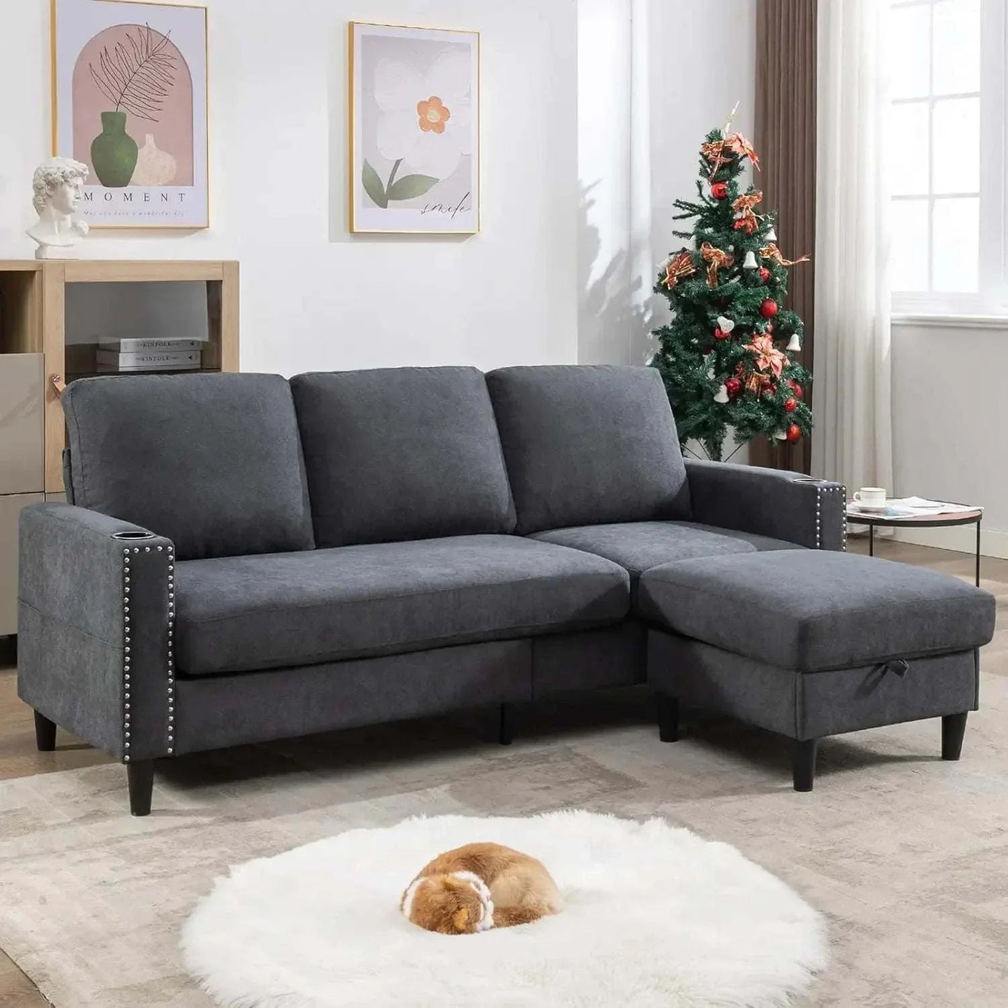 Shop All I WantConvertible Linen Sectional Sofa with Storage Chaise & Charging Port -Transform your living space with this sleek L-Shaped Sofa, designed to fit seamlessly into modern homes. Crafted with composite fabric, this sofa is both comfortableShop All I WantShop All I WantStorage Chaise & Charging Port - Beige