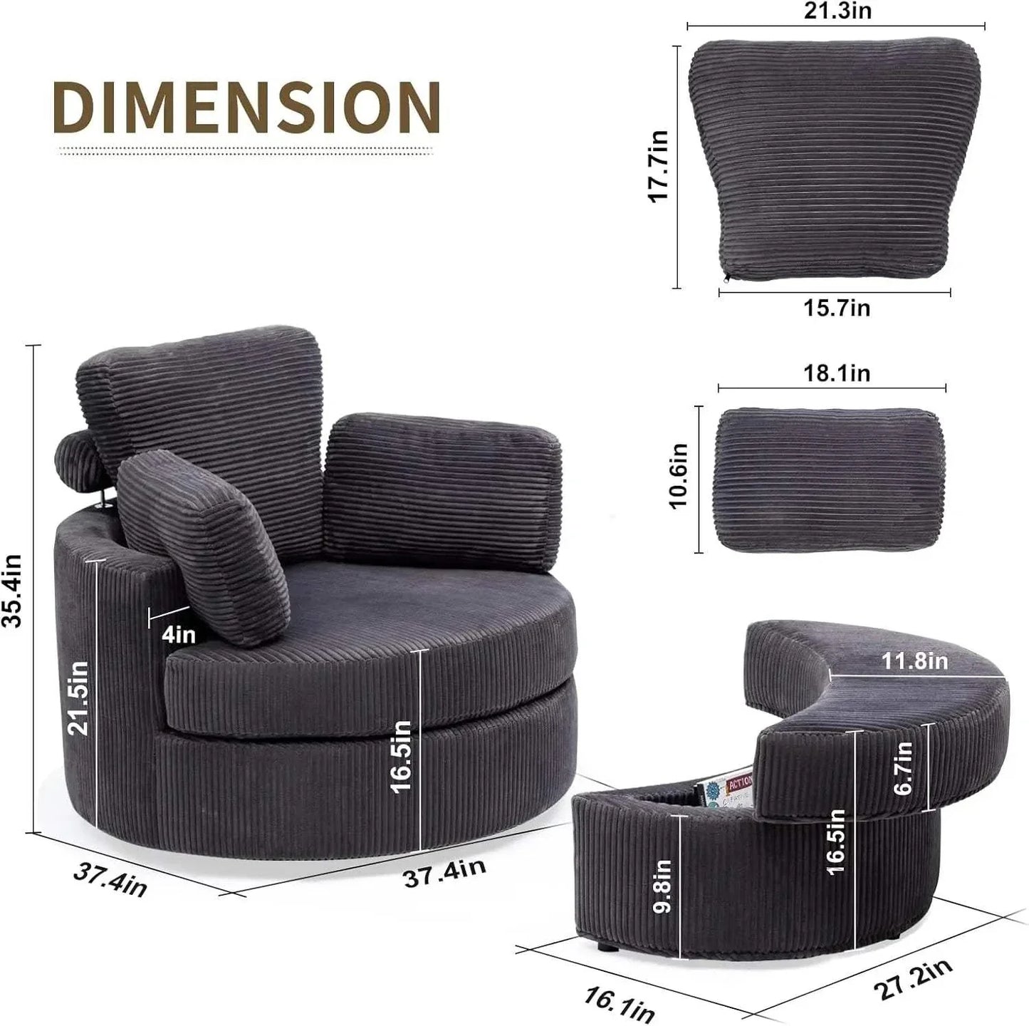 Cozy Round Reading Swivel Accent Chair โ With Ottoman & Pillow ๐๏ธElevate your living space with the Cozy Round Reading Swivel Accent Chair โ With Ottoman & Pillow ๐๏ธ Designed for both comfort and style, this chair features a Shop All I WantShop All I WantCorduroy Swivel Accent Chair โ