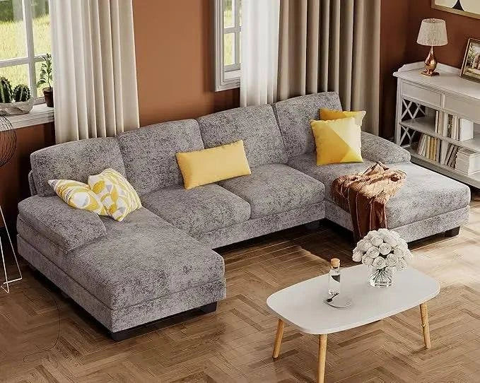 Convertible U-Shaped Sectional Sofa with Double Chaise & Memory Foam -Experience comfort and style with the Convertible U-Shaped Sectional Sofa, designed to elevate your living room. This spacious 4-seat sofa features a double chaise lShop All I WantShop All I Want-Shaped Sectional Sofa