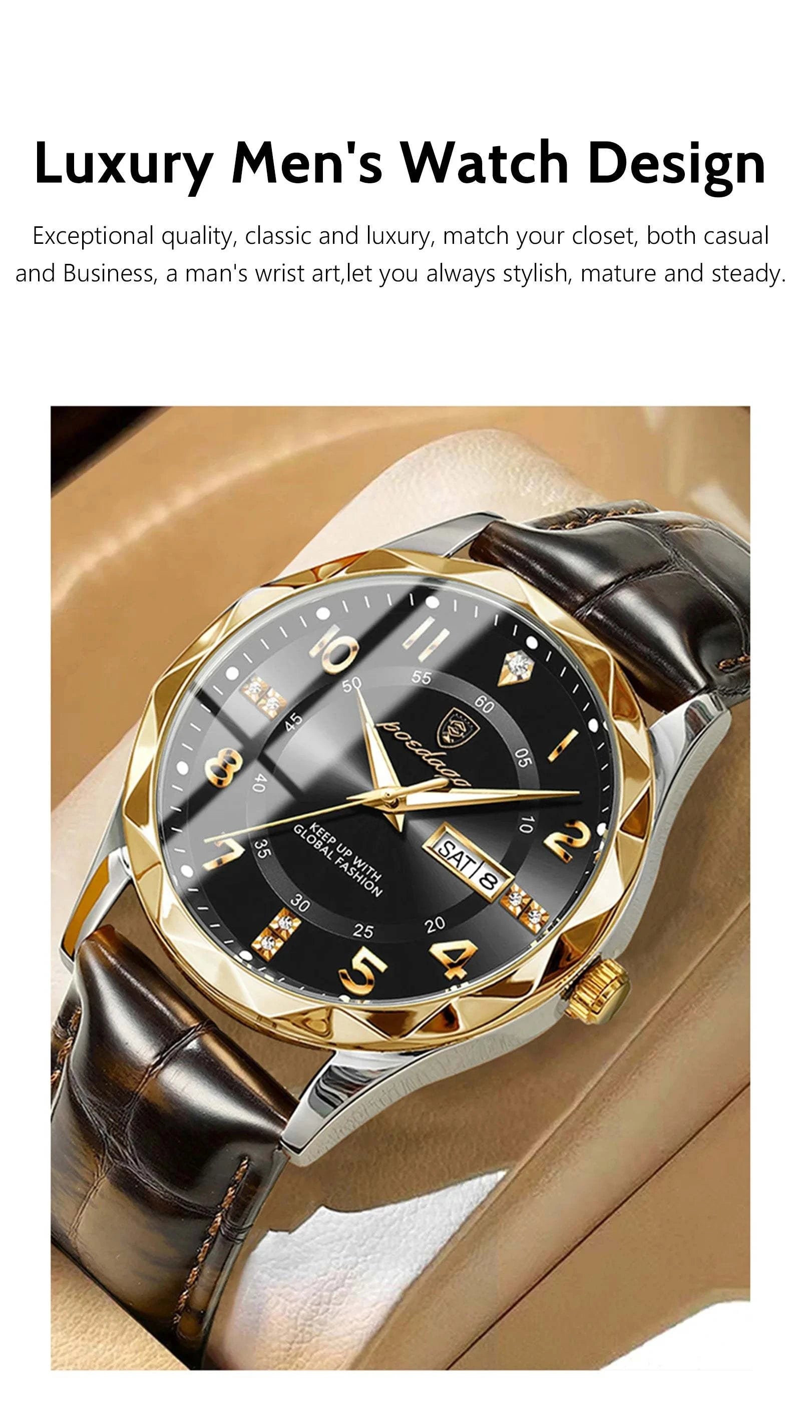 Luxury High-Quality Men’s Watch – Sport Quartz, Waterproof Luminous DaMake a bold statement with the POEDAGAR Fashion Men’s Wristwatch, a luxury timepiece designed for the sophisticated man. This stylish chronograph features a strikingShop All I WantShop All I WantLuxury High-Quality Men’