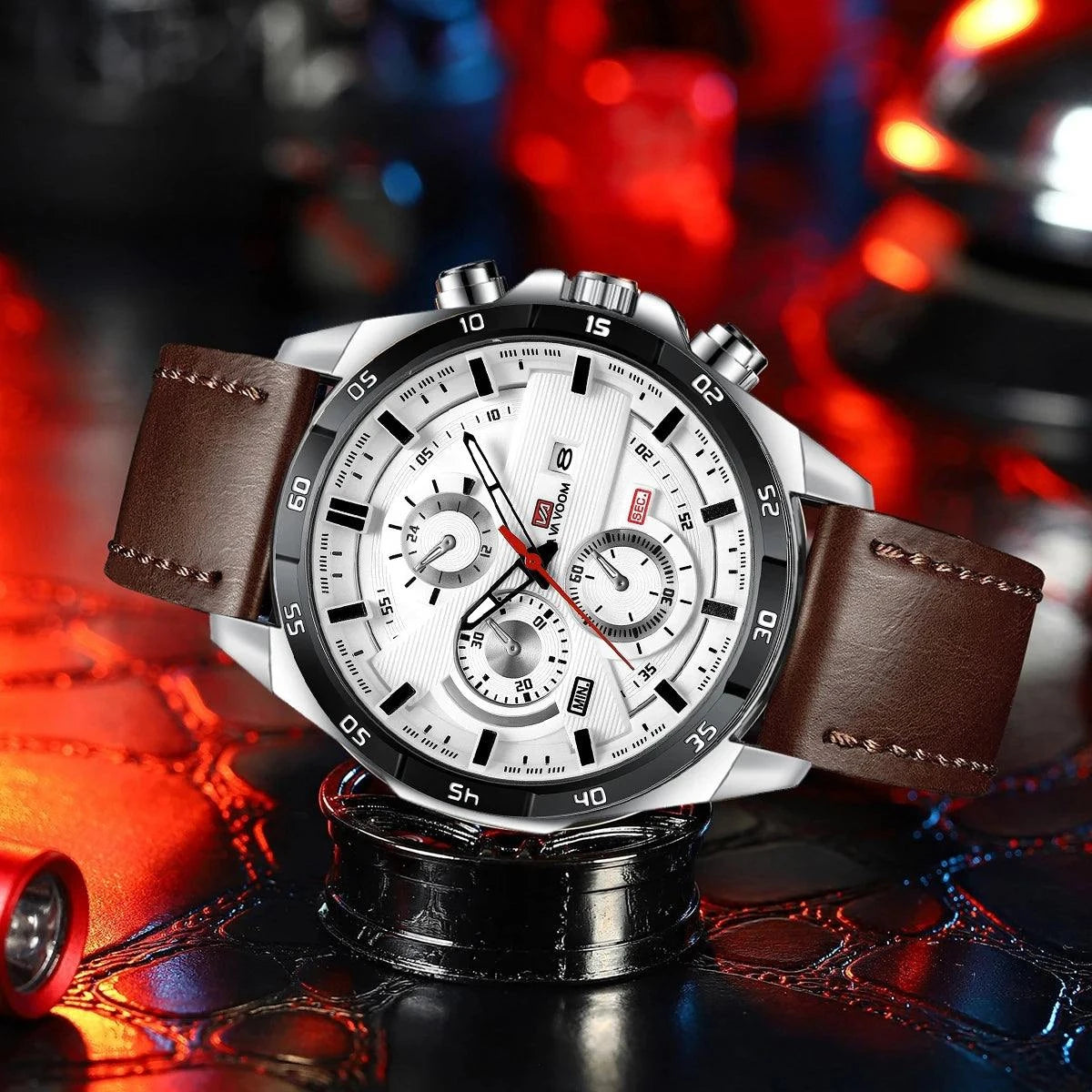 Men’s Sports Style Watch – 46mm Large Leather Racing Quartz Watch withThe Men’s Sports Style Watch is designed for the modern man who values both performance and style. This 46mm large watch features a striking black and rose gold coloShop All I WantShop All I WantSports Style Watch – 46mm Large Leather Racing Quartz Watch