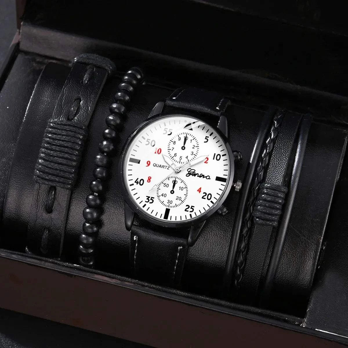 Men's Sports Watches Set | Luxury Quartz Wristwatch with Leather BraceElevate your style with this men's sports watches set, featuring a luxurious quartz wristwatch and a brown leather bracelet. This casual clock watch is perfect for bShop All I WantShop All I WantSports Watches Set