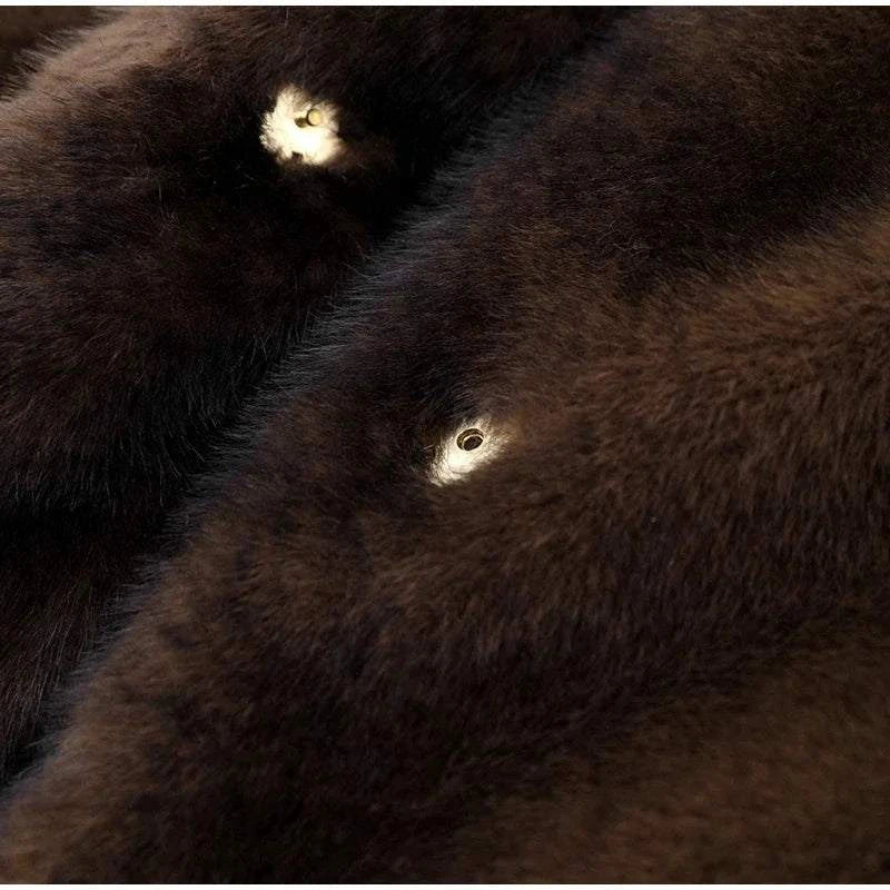 Women’s Dark Brown Faux Fur Overcoat: Plush & Warm Trench! ❄️🧥Stay cozy and stylish this winter with our women's dark brown faux fur long overcoat. This single-breasted fleece trench coat combines luxury and warmth, featuring aShop All I WantShop All I WantWomen’s Dark