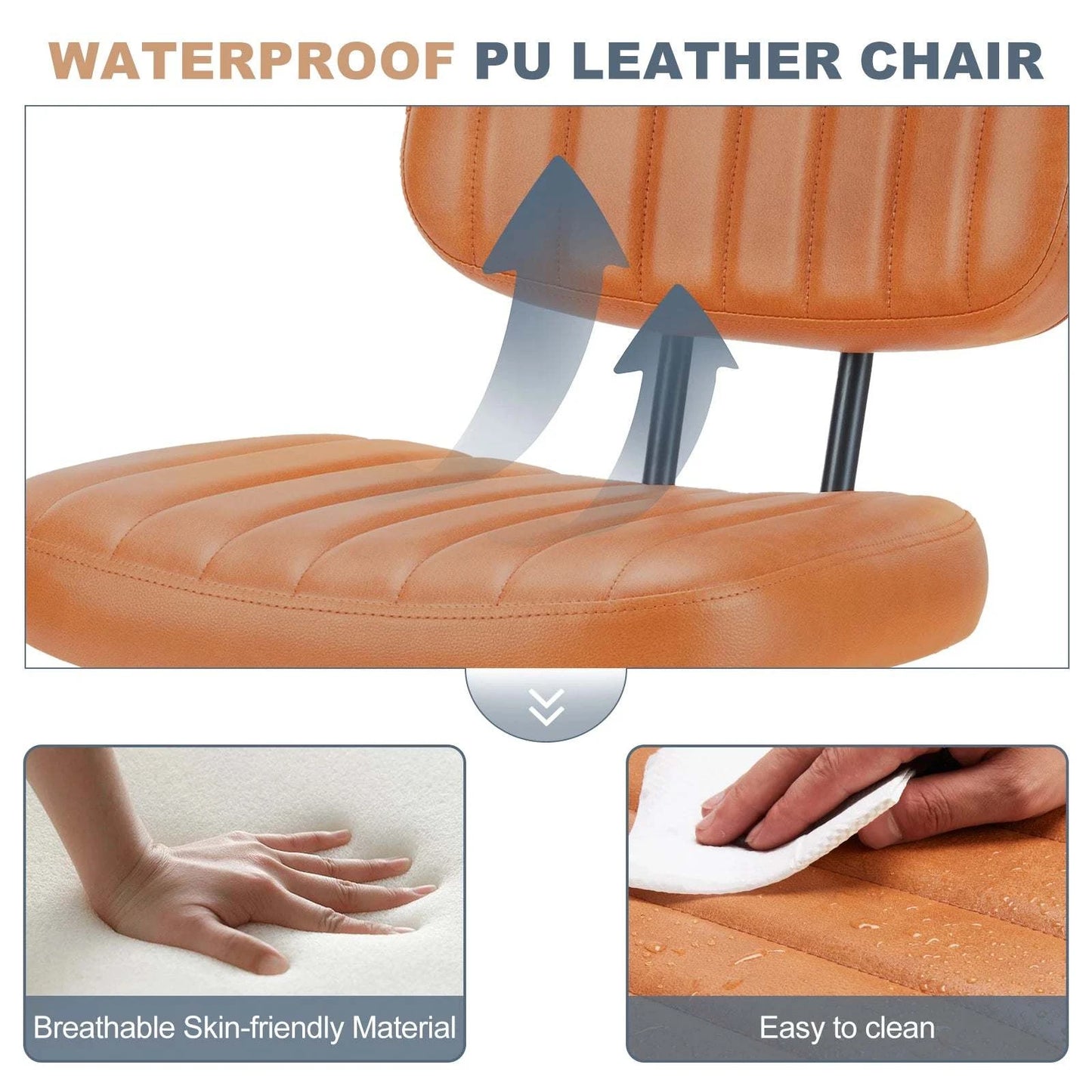 Armless Office Desk ChairElevate your workspace with this sleek, modern armless office desk chair. Crafted from genuine leather, it offers both style and comfort for long hours of productiviShop All I WantShop All I WantArmless Office Desk Chair