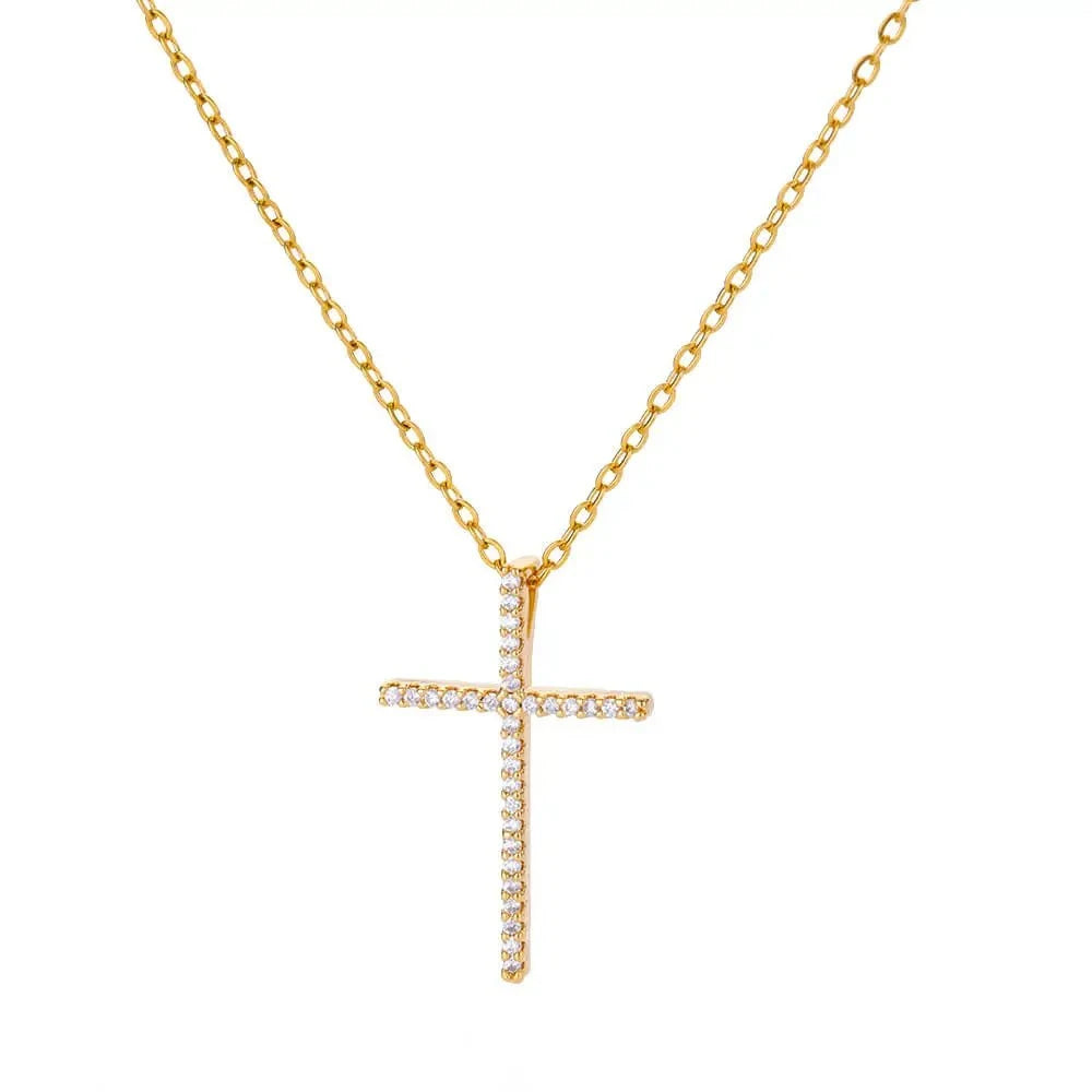 Gold-Plated Zircon Cross Necklace ๐โ๏ธSHOP ALL I WANTShop All I WantGold-Plated Zircon Cross Necklace