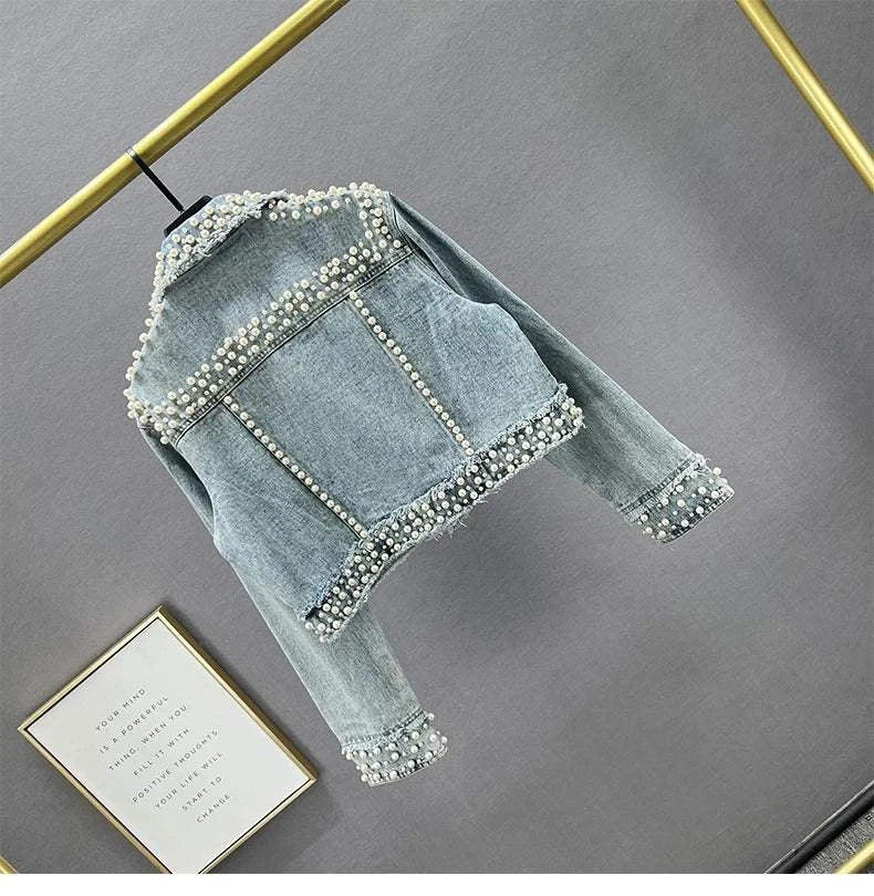 Women's Denim Coat Full Pearls & Beaded Crystal Long Sleeve Jacket 💎Shine in style with our women's denim coat adorned with stunning pearls and intricate beaded crystal embellishments. This long-sleeve jacket blends classic denim witShop All I WantShop All I WantDenim Coat Full Pearls & Beaded Crystal Long Sleeve Jacket 💎