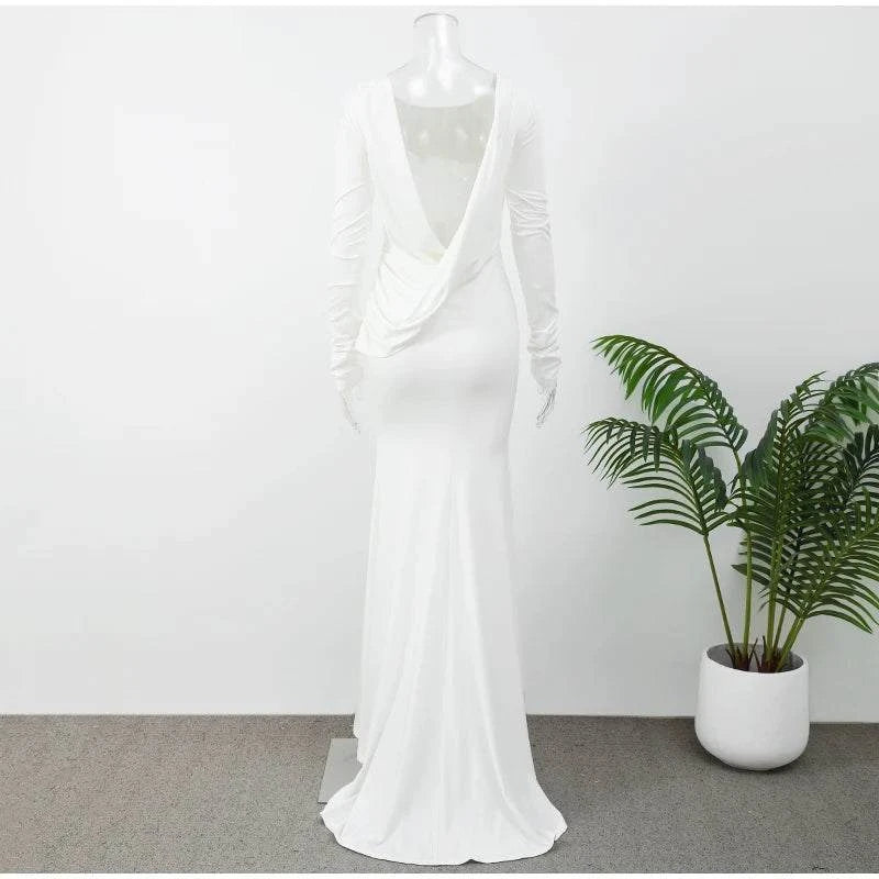 Chic Backless White Slim Fit Dress for Women - Elegant Pleated EveningMake a statement in this Chic Backless White Slim Fit Dress, the perfect choice for elegant evenings and special occasions. Featuring a flattering slim fit, this dreShop All I WantShop All I WantChic Backless White Slim Fit Dress