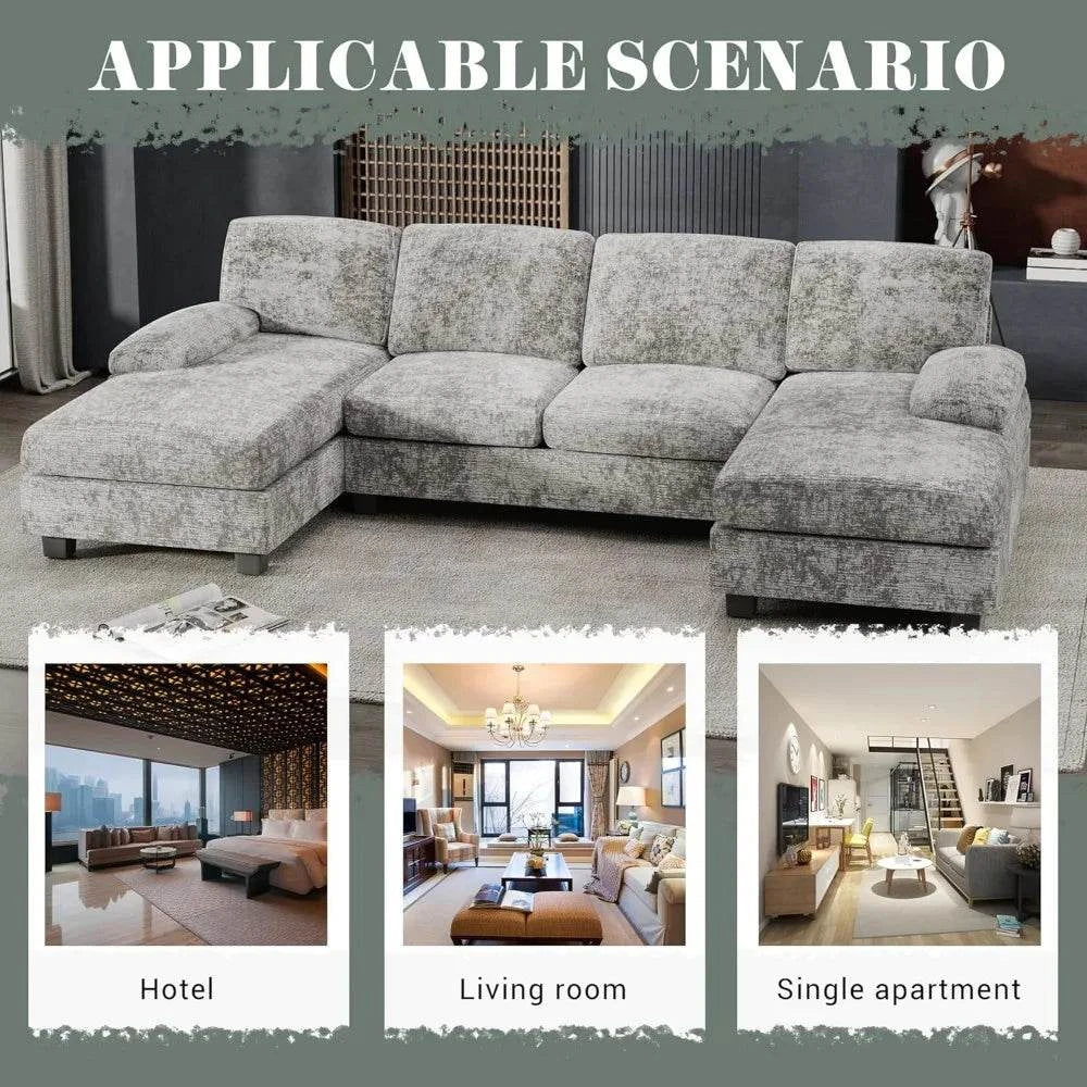 Convertible U-Shaped Sectional Sofa with Double Chaise - 4-Seat ModernTransform your living space with the Convertible U-Shaped Sectional Sofa, designed for ultimate comfort and versatility. This modern 4-seat sofa features a spacious Shop All I WantShop All I Want-Shaped Sectional Sofa