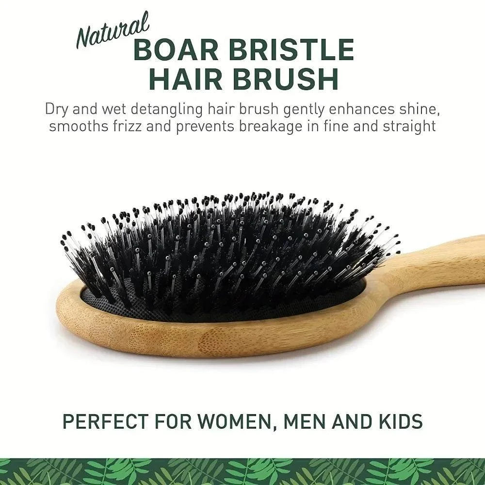💆♀️ Natural Boar Bristle Hair Brush – Bamboo Handle, Anti-Static, ScSPECIFICATIONSComb Type: Paddle HairbrushHair Type: NormalType 2: Hairbrush for Curly Thick Long Dry WetType 3: Hair DetanglerType 4: Massage Brushes WomenType 5: HaShop All I WantShop All I WantNatural Boar Bristle Hair Brush