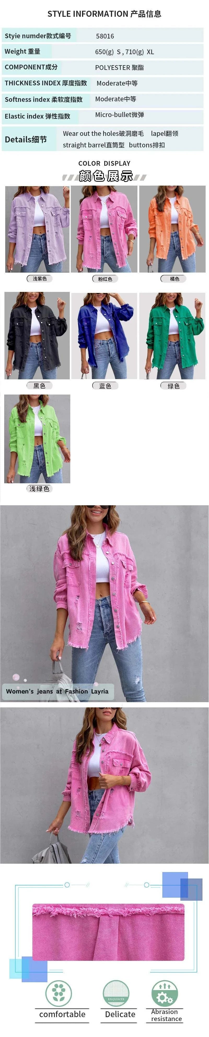 Raw-Edges Denim Jacket | Casual Women’s Outerwear for Spring & Autumn Step out in style with this 2025 women’s raw-edges denim jacket, perfect for spring and autumn. Featuring a trendy shirt-style design with unique holes, this casual Shop All I WantShop All I WantRaw-Edges Denim Jacket