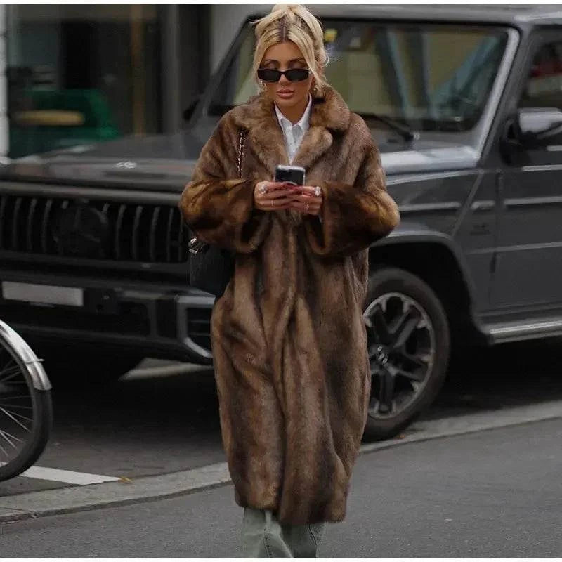 Women’s Dark Brown Faux Fur Overcoat: Plush & Warm Trench! ❄️🧥Stay cozy and stylish this winter with our women's dark brown faux fur long overcoat. This single-breasted fleece trench coat combines luxury and warmth, featuring aShop All I WantShop All I WantWomen’s Dark