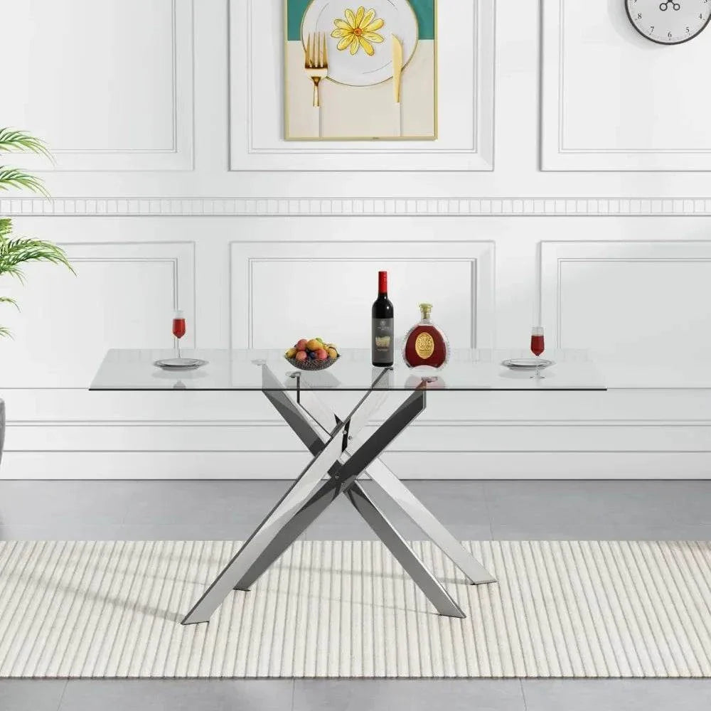 Shop All I Want 5-Piece Glass Dining Set 🍽️ | 51” Rectangular Table with Velvet ChairTransform your dining area with the 5-Piece Glass Dining Set 🍽️, featuring a stunning 51” rectangular tempered glass table paired with luxurious velvet chairs. PerfShop All I WantShop All I Want4