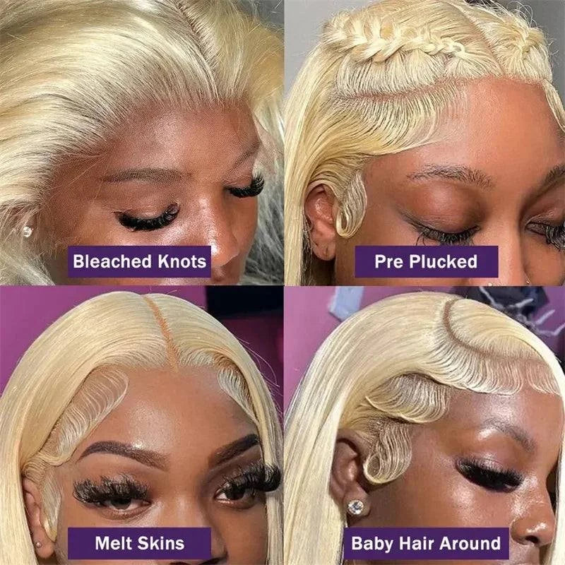 🌟 613 Blonde Lace Front Wig – 13x6 HD Frontal, 13x4 Straight BraziliaIlluminate your look with the 613 Blonde Lace Front Wig. Featuring a 13x6 HD frontal and 13x4 straight Brazilian Remy hair, this wig offers a stunning, natural appeaSHOP ALL I WANTShop All I WantBlonde Lace Front Wig
