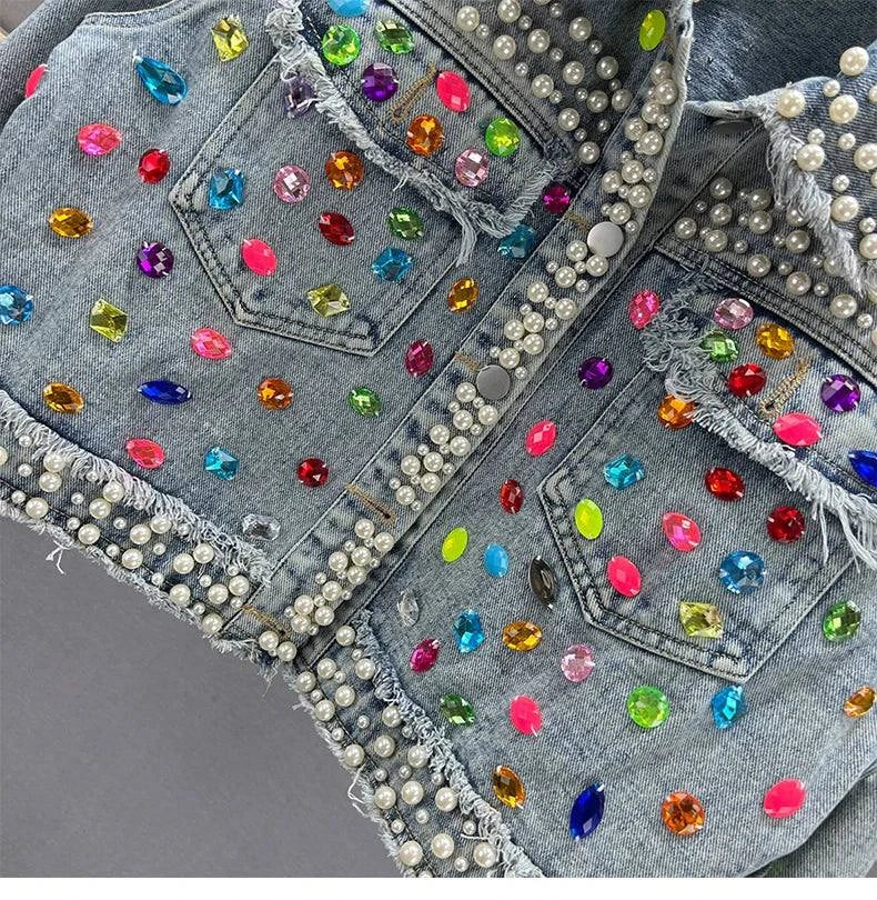 Women's Denim Coat Full Pearls & Beaded Crystal Long Sleeve Jacket 💎Shine in style with our women's denim coat adorned with stunning pearls and intricate beaded crystal embellishments. This long-sleeve jacket blends classic denim witShop All I WantShop All I WantDenim Coat Full Pearls & Beaded Crystal Long Sleeve Jacket 💎