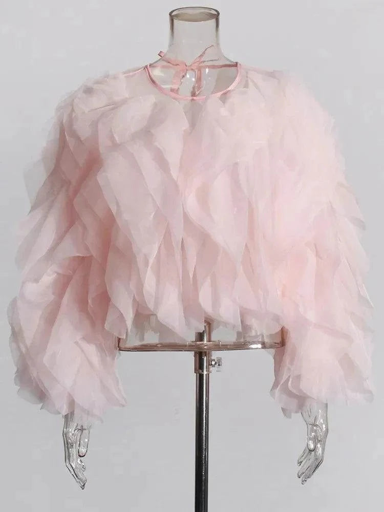 Ruffled Lantern Sleeve Blouse -Venice: Summer chic 🏖️Step into summer elegance with this Ruffled Lantern Sleeve Blouse. Perfect for a sunny Venice day, it features a lightweight chiffon fabric with a stylish patchwork SHOP ALL I WANTShop All I WantRuffled Lantern Sleeve Blouse