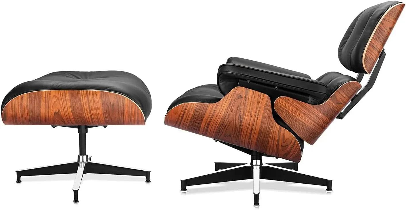 Black Leather Chaise Lounge Chair & Ottoman - Mid Century Modern DesigSPECIFICATIONSBrand Name: MKDKInstallation Method: self-containedOrigin: US(Origin)Hign-concerned Chemical: NoneType: Living Room FurnitureSpecific Use: Chaise LoungShop All I WantShop All I WantBlack Leather