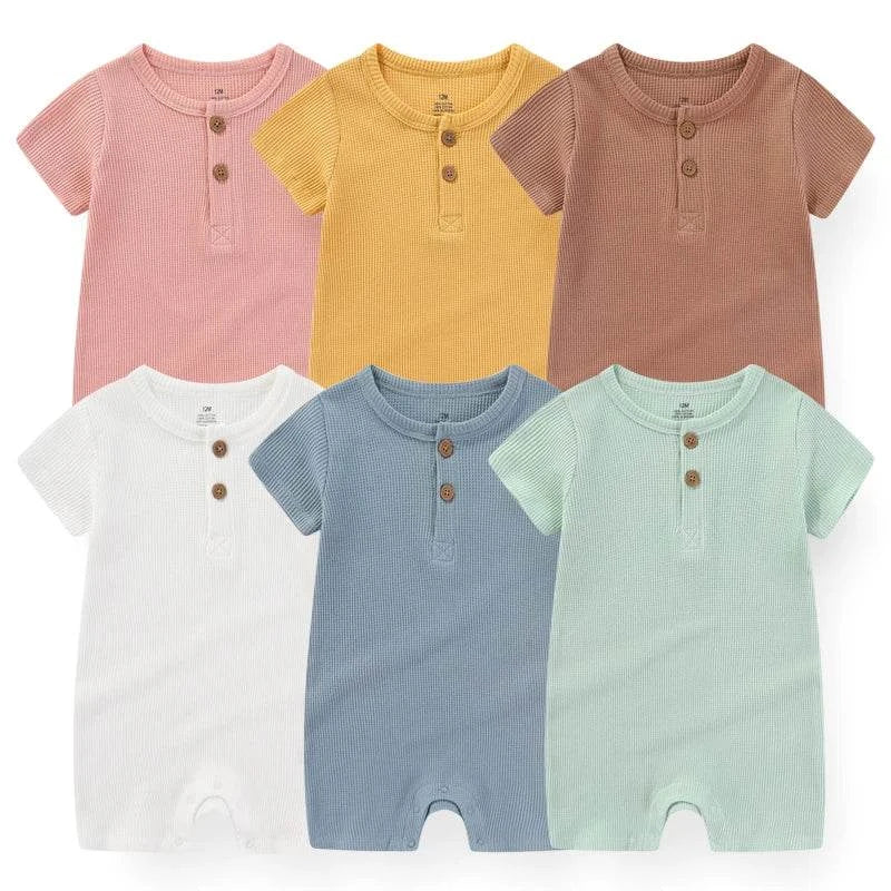 Newborn Baby Clothes – 2-Piece Waffle Print Rompers, Short Sleeves forDress your little one in style and comfort with these adorable 2-Piece Waffle Print Rompers. Designed for both boys and girls, these short-sleeved rompers are perfecShop All I WantShop All I WantNewborn Baby Clothes