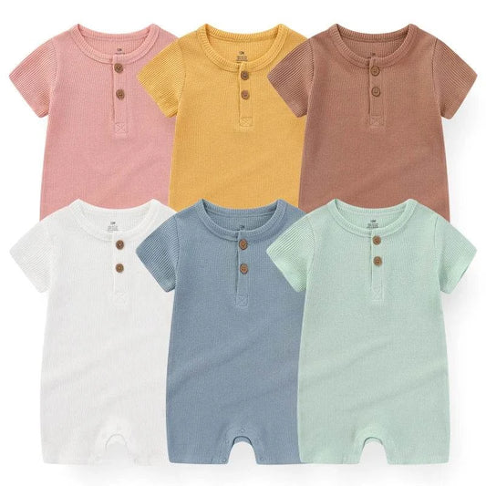 Newborn Baby Clothes – 2-Piece Waffle Print Rompers, Short Sleeves forDress your little one in style and comfort with these adorable 2-Piece Waffle Print Rompers. Designed for both boys and girls, these short-sleeved rompers are perfecShop All I WantShop All I WantNewborn Baby Clothes