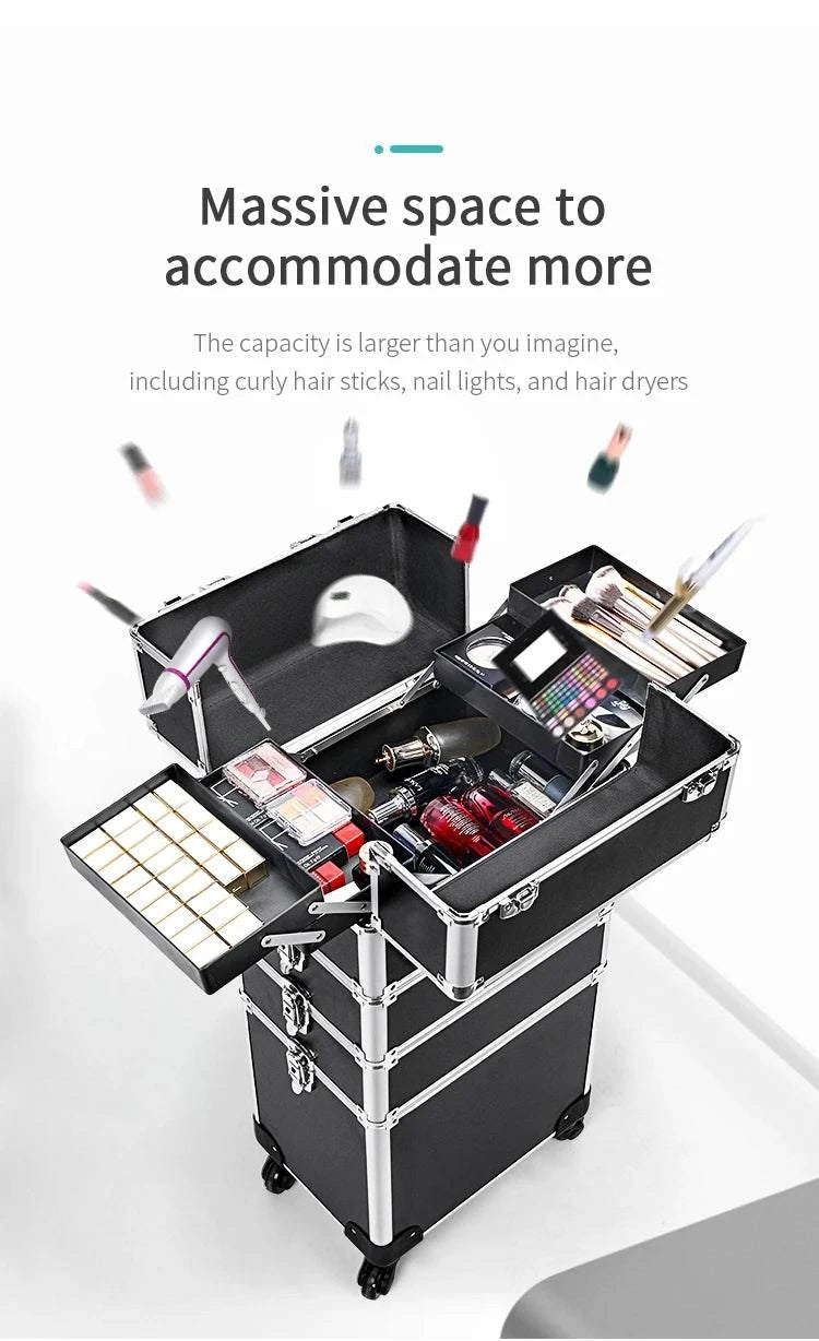 4-in-1 Cosmetic Rolling Trolley on Wheels - Pink Makeup Train Case 💄✨Organize your beauty essentials in style with the 4-in-1 Cosmetic Rolling Trolley on Wheels. Perfect for makeup artists or beauty enthusiasts, this pink makeup trainShop All I WantShop All I Want-1 Cosmetic Rolling Trolley