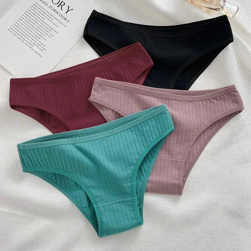 4PCS Cotton Panties Set | Sexy Low Rise Ribbed Underwear for Women 🌸Refresh your lingerie drawer with this 4PCS/set of cotton panties for women. These sexy low rise briefs feature a ribbed design, offering both style and comfort. MadShop All I WantShop All I WantSexy Low Rise Ribbed Underwear