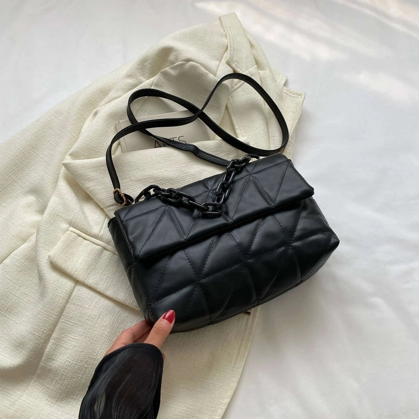 Chain Embellished HandbagElevate your style with this chic slim A-line long dress. Perfect for a sleek, flattering look that exudes elegance. 👗✨SHOP ALL I WANTShop All I WantChain Embellished Handbag