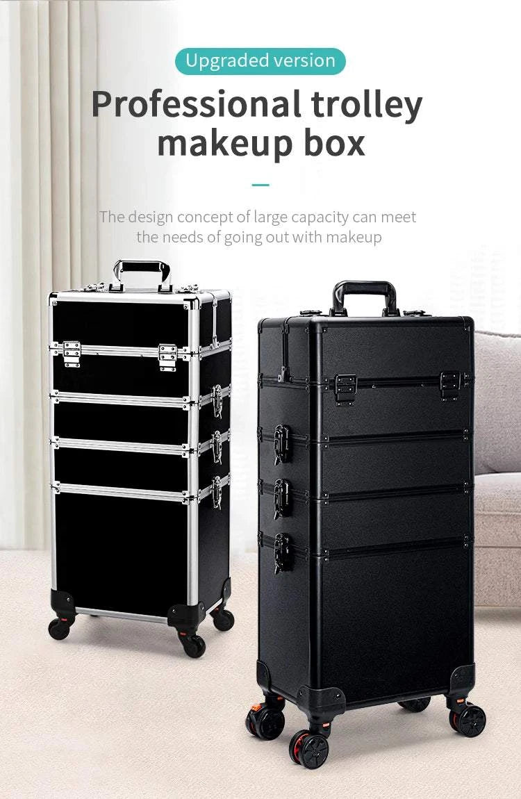 4-in-1 Cosmetic Rolling Trolley on Wheels - Pink Makeup Train Case 💄✨Organize your beauty essentials in style with the 4-in-1 Cosmetic Rolling Trolley on Wheels. Perfect for makeup artists or beauty enthusiasts, this pink makeup trainShop All I WantShop All I Want-1 Cosmetic Rolling Trolley
