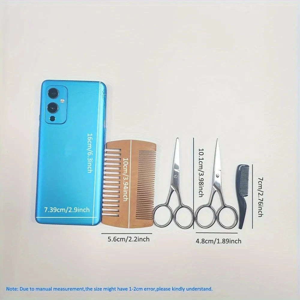 4 Pieces Beard Trimming Scissors Set | Grooming Kit for Men 🌟Achieve the perfect beard with this 4 pieces beard trimming scissors set, designed for the modern man. This grooming kit includes precision scissors, a mustache combShop All I WantShop All I Want4 Pieces Beard Trimming Scissors Set