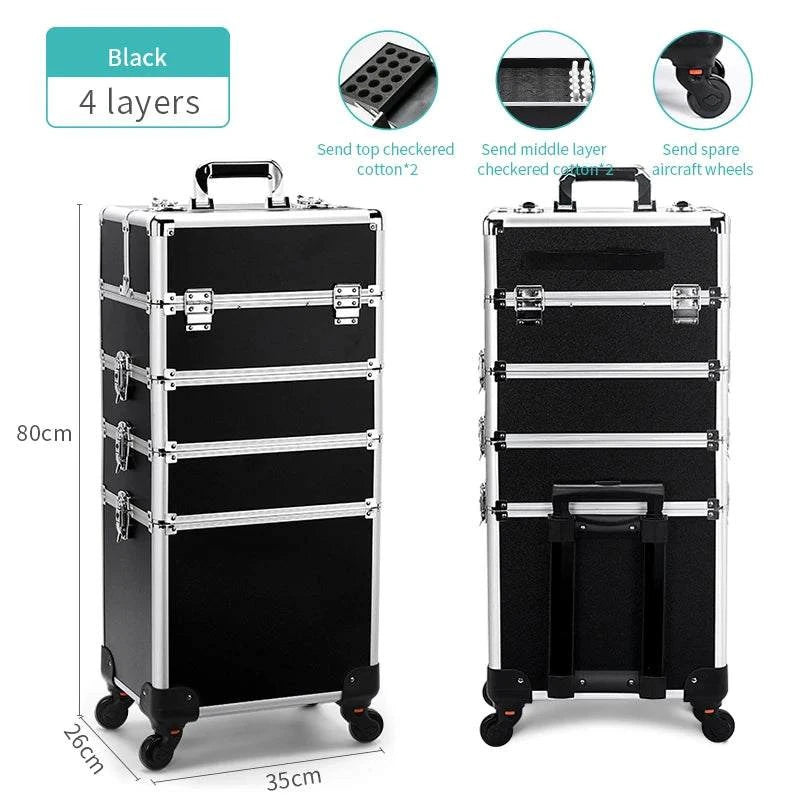 4-in-1 Cosmetic Rolling Trolley on Wheels - Pink Makeup Train Case 💄✨Organize your beauty essentials in style with the 4-in-1 Cosmetic Rolling Trolley on Wheels. Perfect for makeup artists or beauty enthusiasts, this pink makeup trainShop All I WantShop All I Want-1 Cosmetic Rolling Trolley