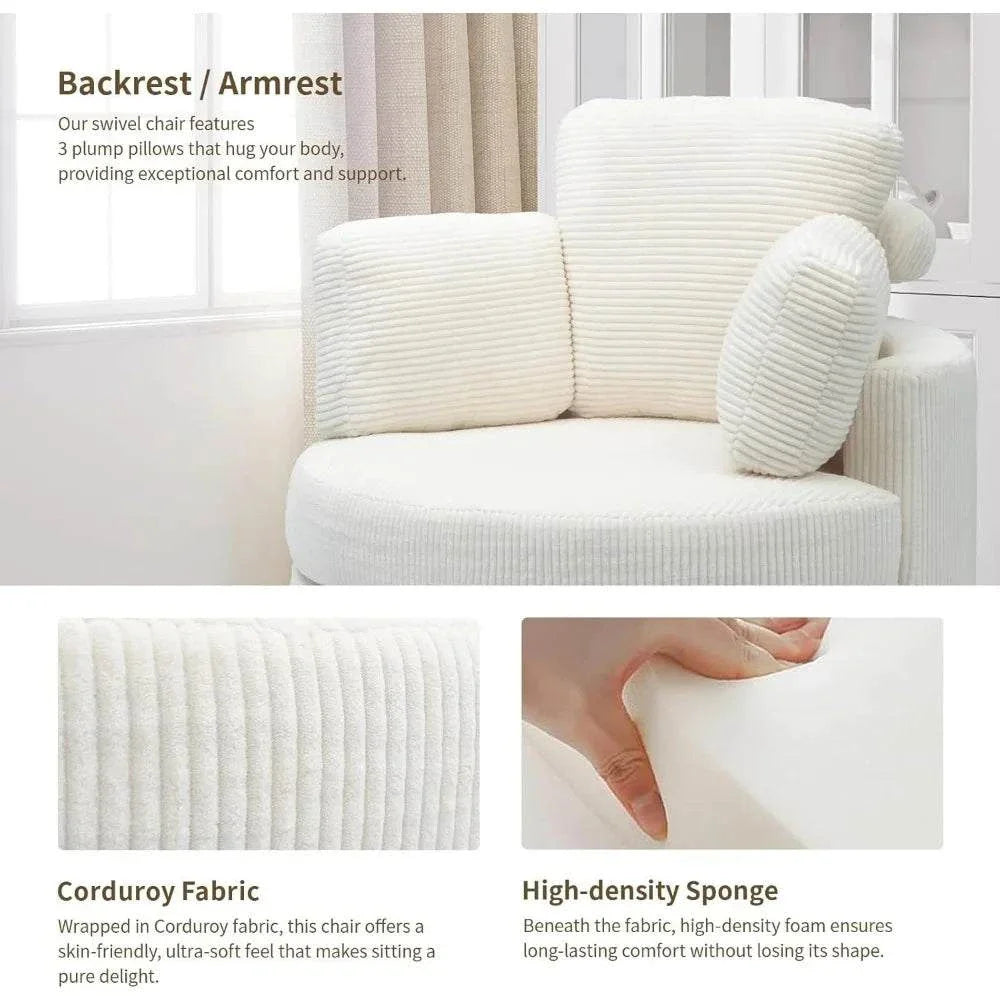 Cozy Round Reading Swivel Accent Chair โ With Ottoman & Pillow ๐๏ธElevate your living space with the Cozy Round Reading Swivel Accent Chair โ With Ottoman & Pillow ๐๏ธ Designed for both comfort and style, this chair features a Shop All I WantShop All I WantCorduroy Swivel Accent Chair โ